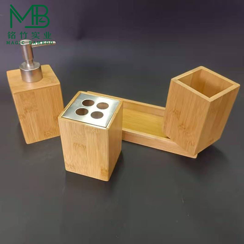 Sophisticated Bamboo Bathroom Kit